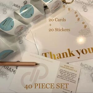 POSHMARK OFFICIAL THANK YOU CARDS & STICKERS BUNDLE SET 40 PC CREAM GOLD SHIP